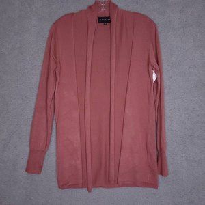 Premise Womens Cardigan Sweater‎ Solid Pink Long Sleeve Open Front Fly Away M